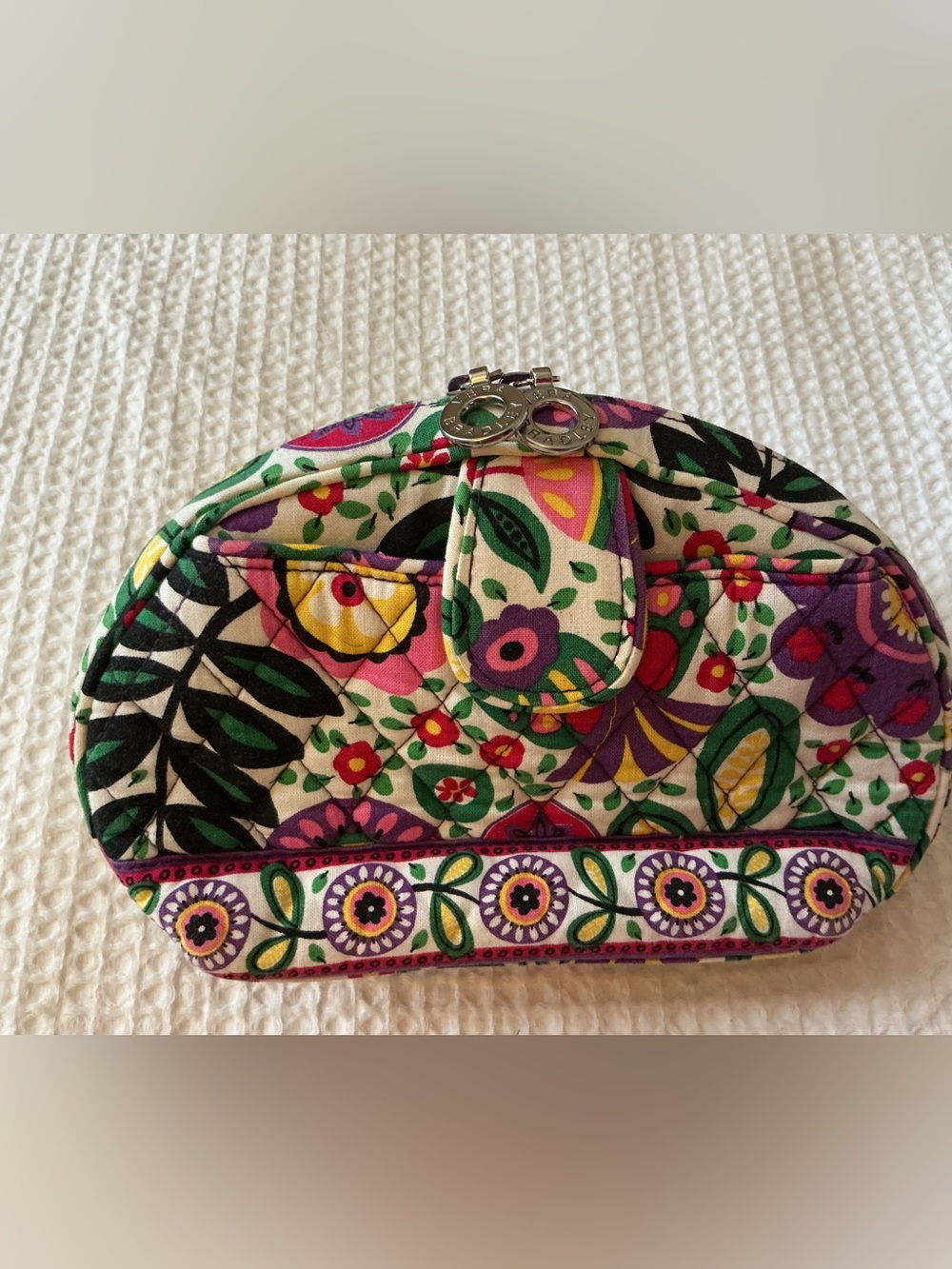 Vera Bradley Quilted Floral Cosmetic Pouch in Purple, Pink, Green & Yellow